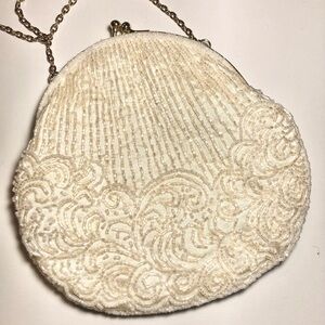 Cream Beaded Crossbody